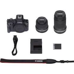 Canon EOS R50 Mirrorless Camera, Black + RF-S 18-45mm IS STM Lens + RF-S 55-210mm IS STM 